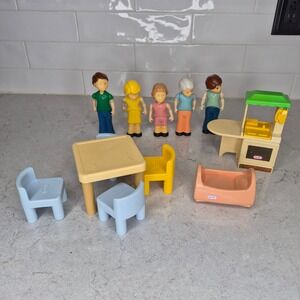 Vintage Little Tikes Dollhouse People Furniture Lot 12pc Vintage Multicolor Kids